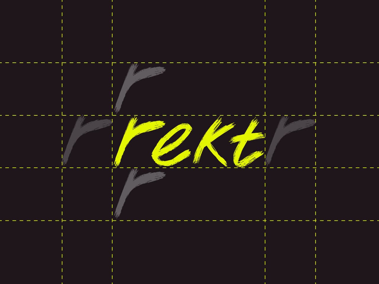 Rekt logo clear space diagram showing r-height spacing on all sides