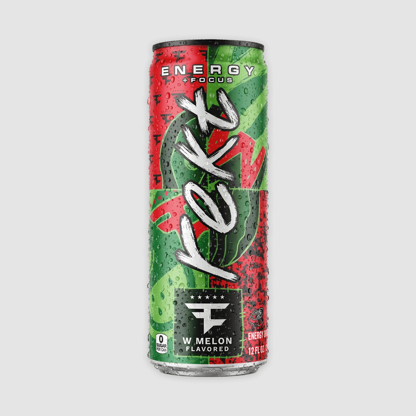 Rekt Energy + Focus Drink W Melon can artwork